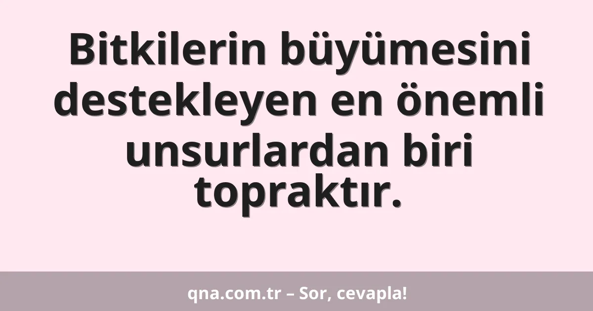 Bitkilerin büyümesini destekleyen en önemli unsurlardan biri topraktır.