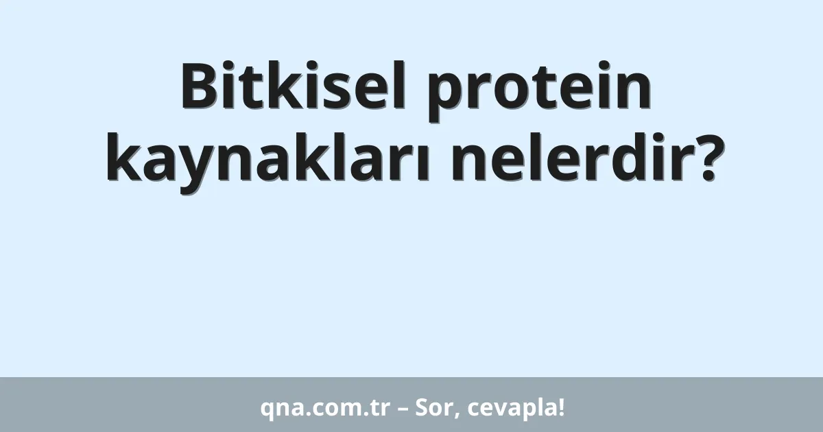 Bitkisel protein kaynakları nelerdir?