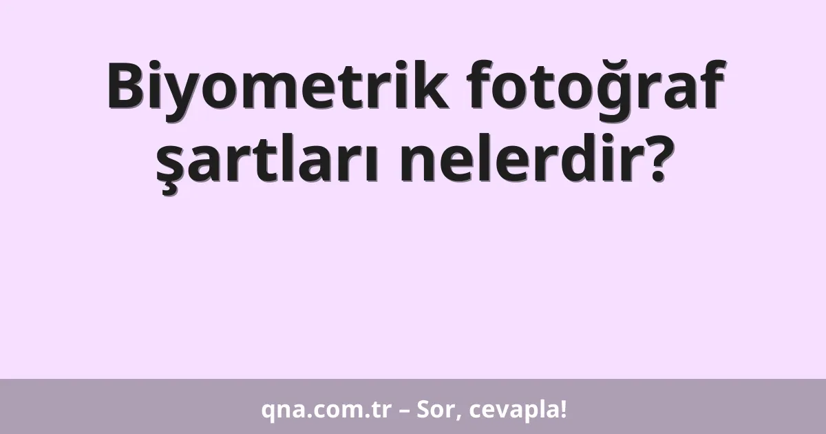 Biyometrik fotoğraf şartları nelerdir?
