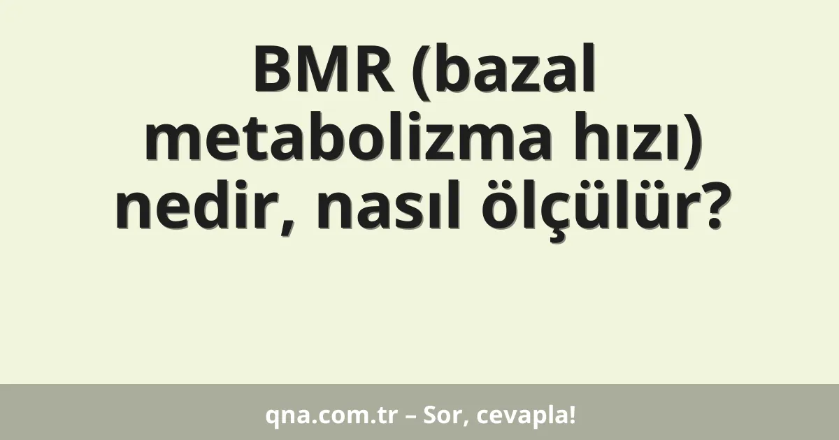 BMR (bazal metabolizma hızı) nedir, nasıl ölçülür?