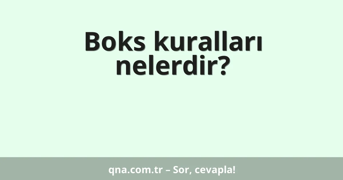 Boks kuralları nelerdir?