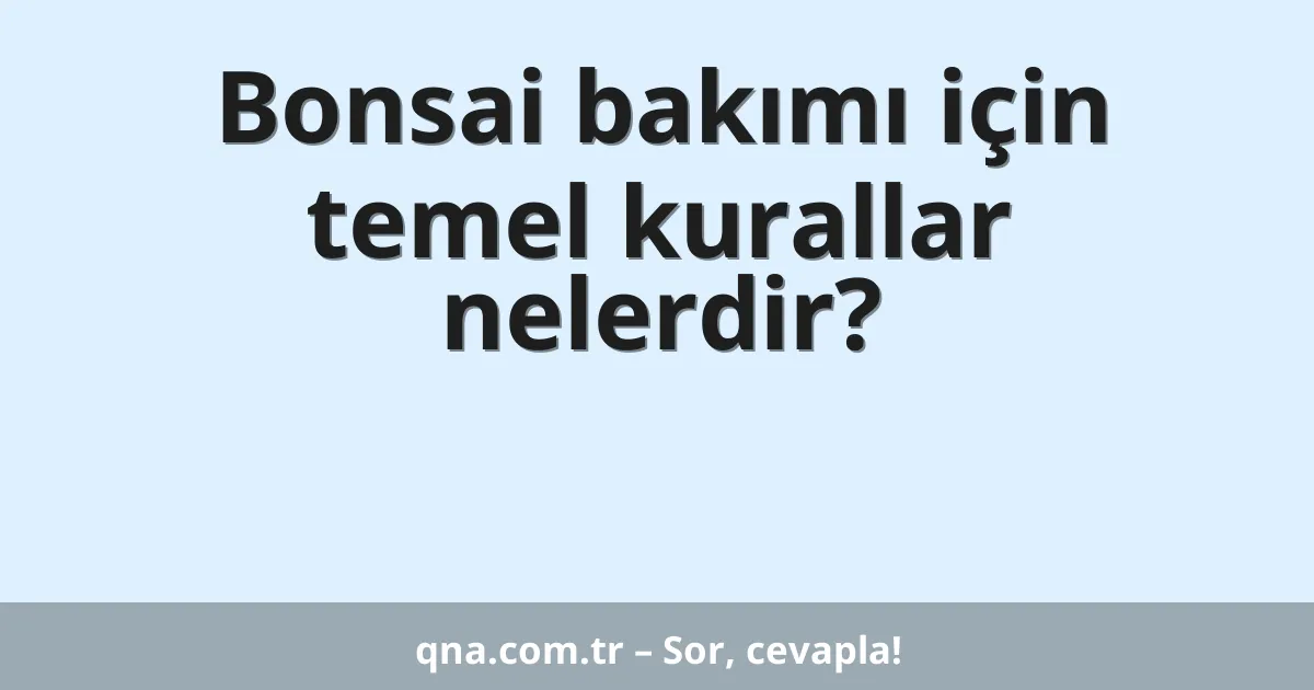 Bonsai bakımı için temel kurallar nelerdir?