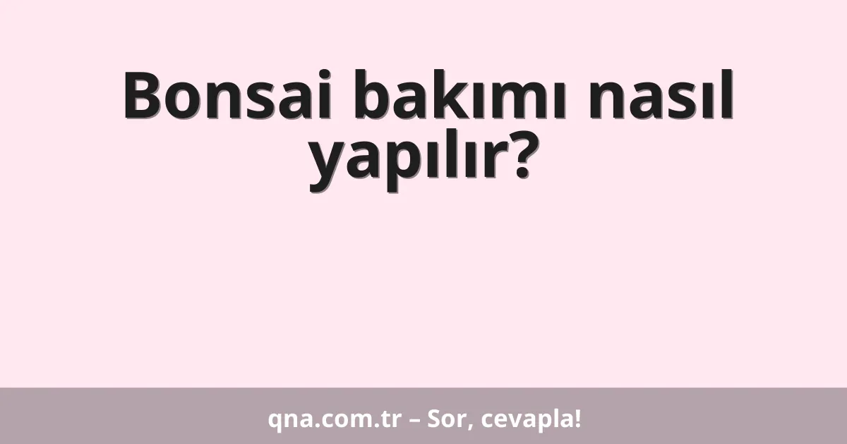 Bonsai bakımı nasıl yapılır?