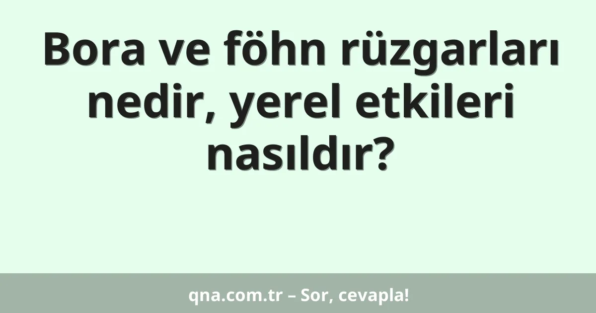 Bora ve föhn rüzgarları nedir, yerel etkileri nasıldır?