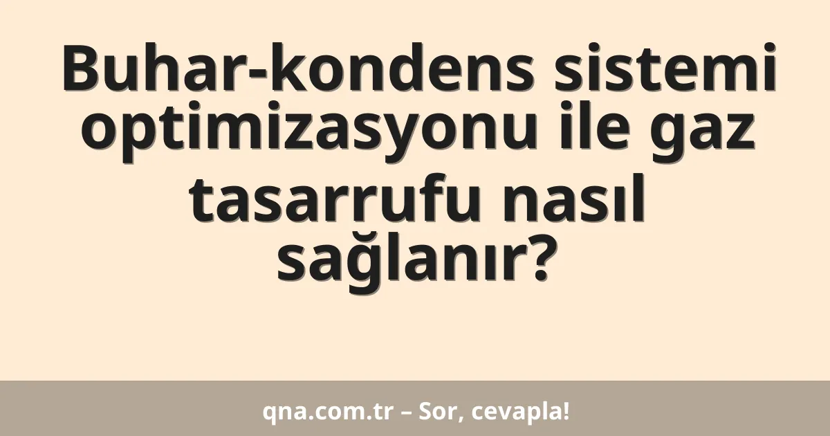 Buhar-kondens sistemi optimizasyonu ile gaz tasarrufu nasıl sağlanır?