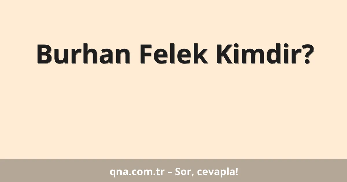 Burhan Felek Kimdir?