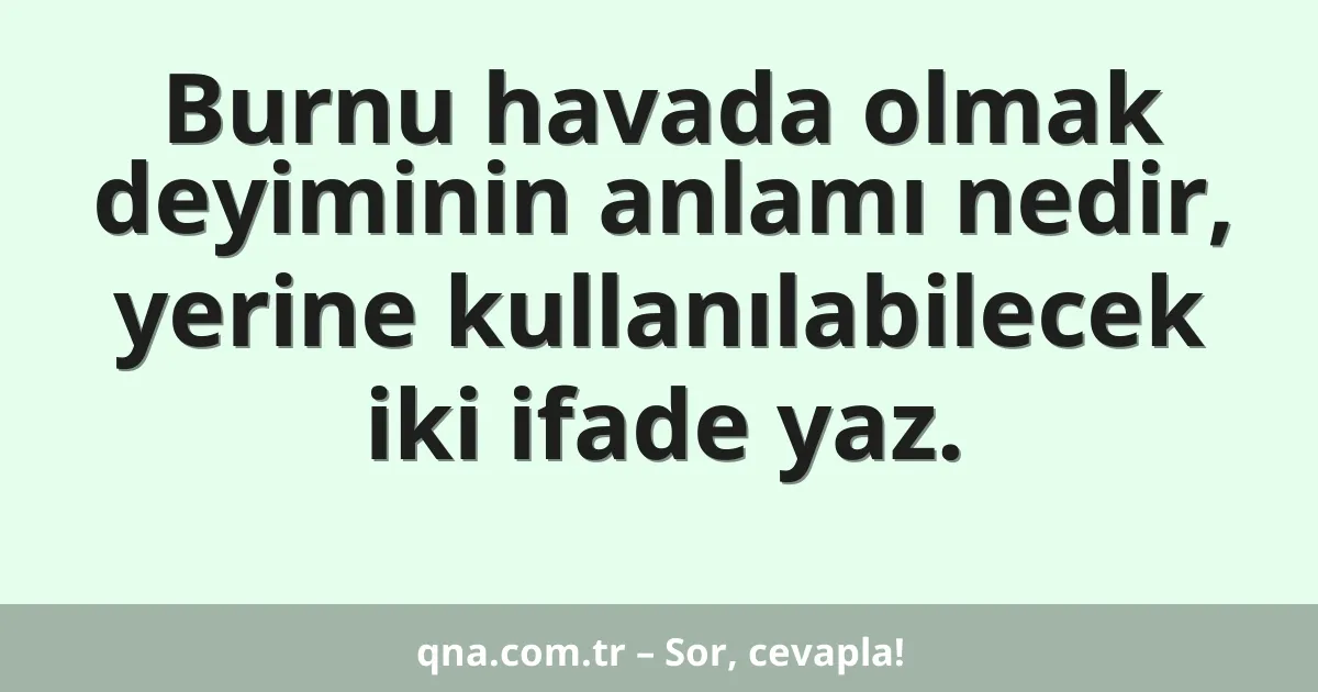 Burnu havada olmak deyiminin anlamı nedir, yerine kullanılabilecek iki ifade yaz.