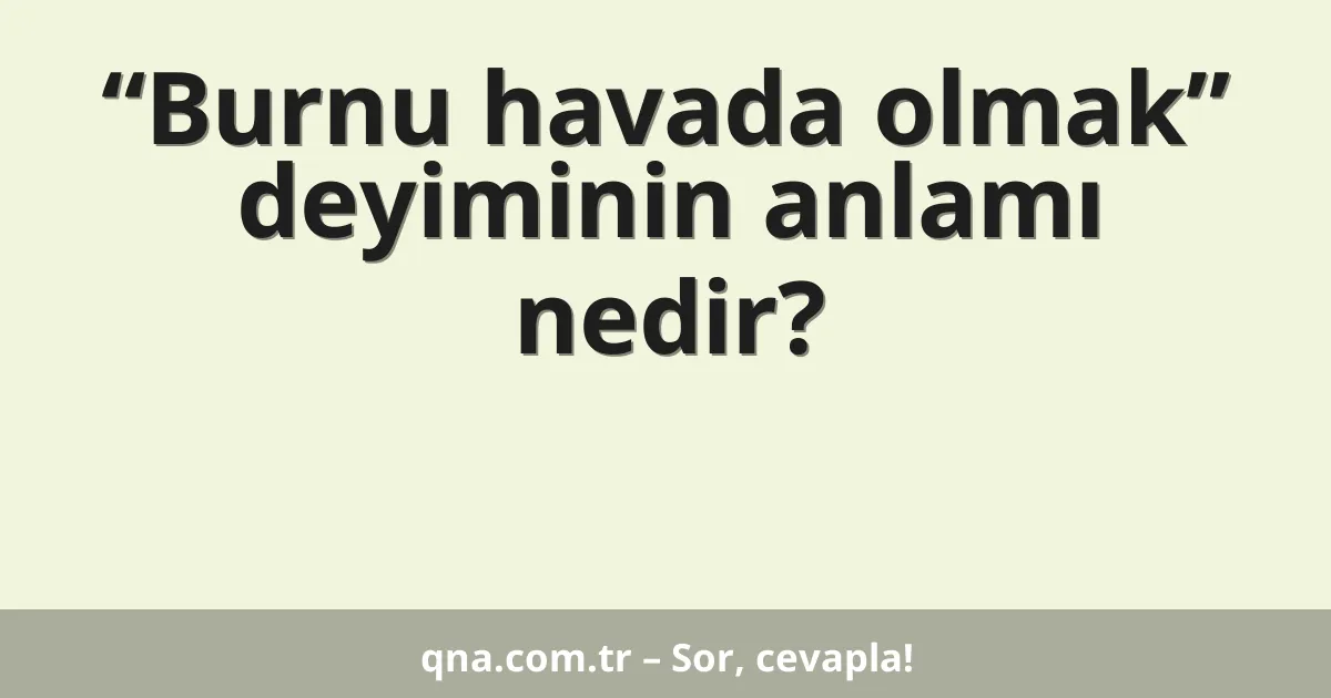 “Burnu havada olmak” deyiminin anlamı nedir?