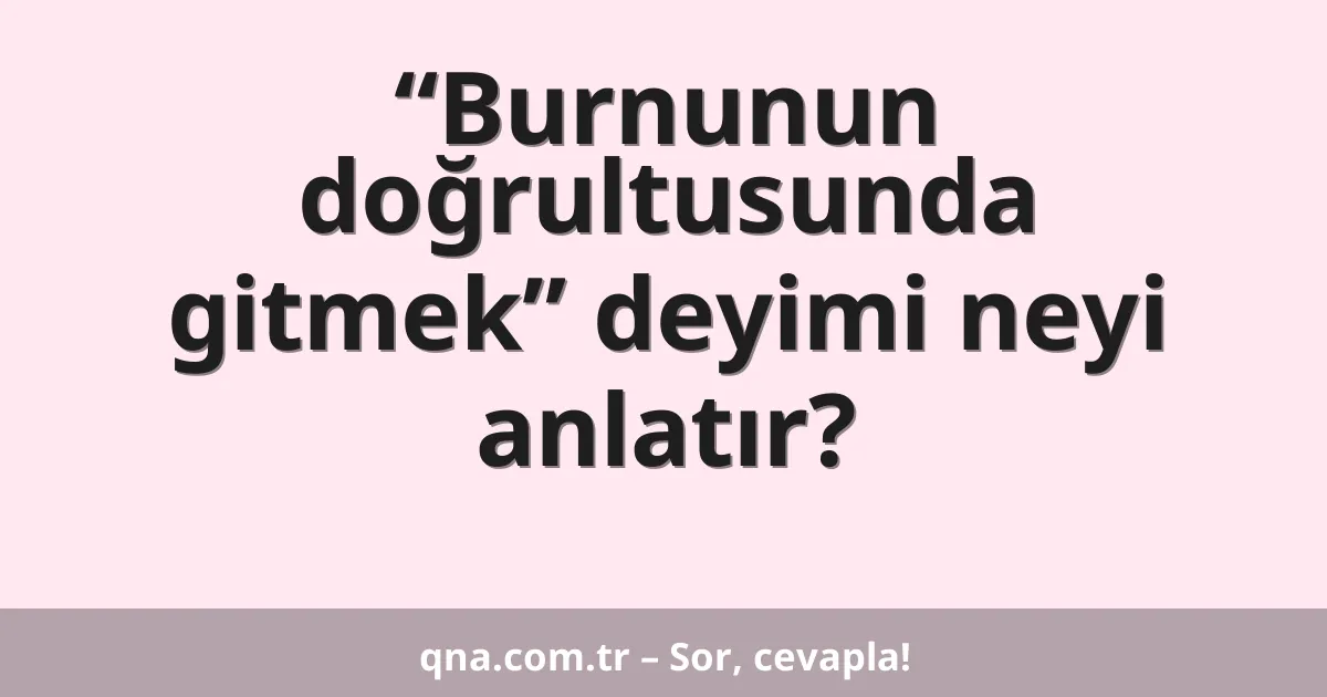 “Burnunun doğrultusunda gitmek” deyimi neyi anlatır?