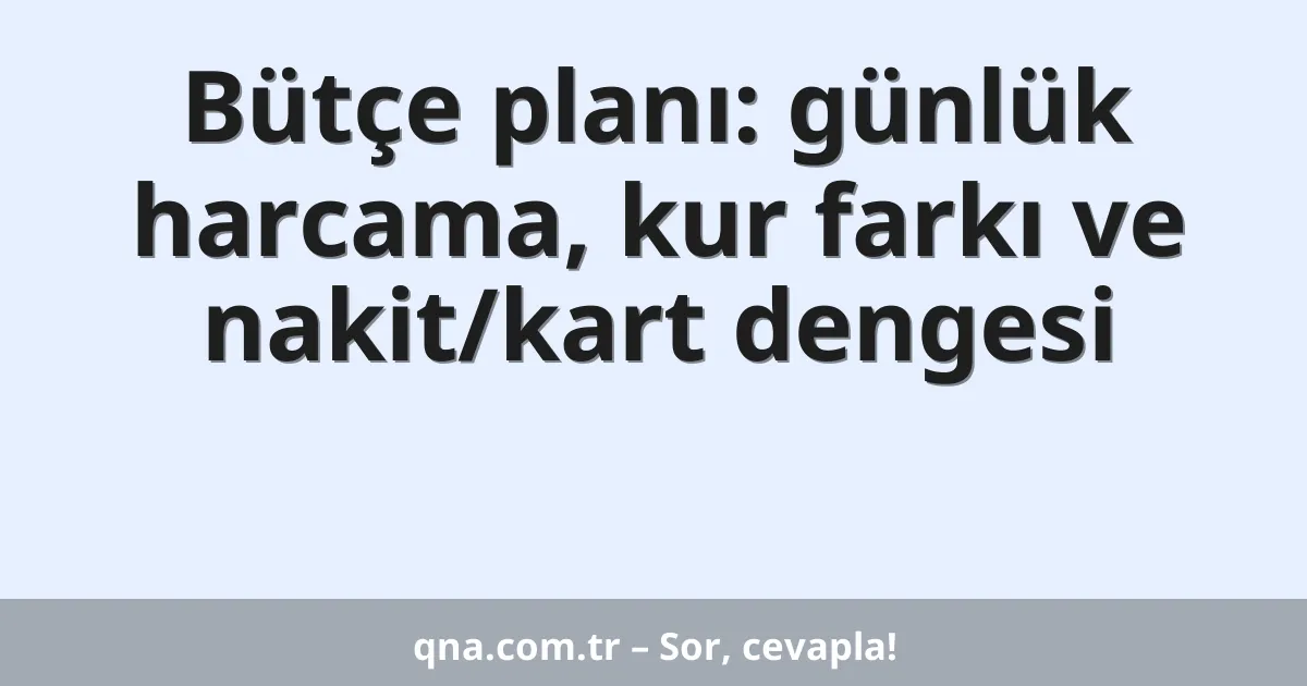 Bütçe planı: günlük harcama, kur farkı ve nakit/kart dengesi