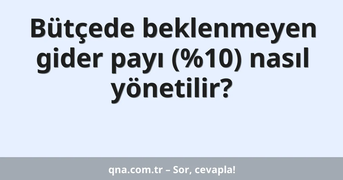 Bütçede beklenmeyen gider payı (%10) nasıl yönetilir?
