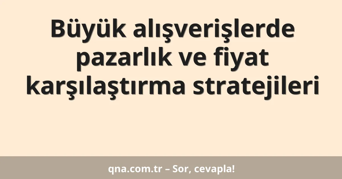 Büyük alışverişlerde pazarlık ve fiyat karşılaştırma stratejileri