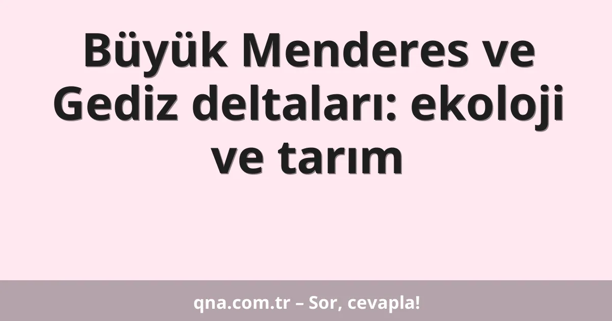 Büyük Menderes ve Gediz deltaları: ekoloji ve tarım