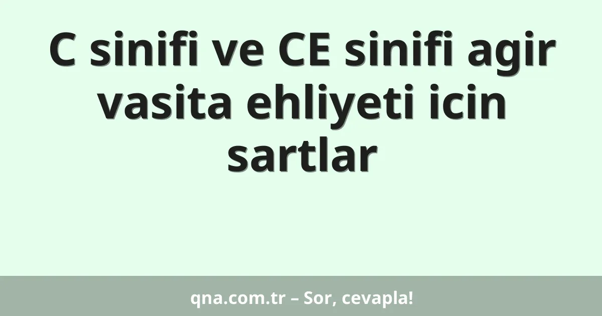 C sinifi ve CE sinifi agir vasita ehliyeti icin sartlar