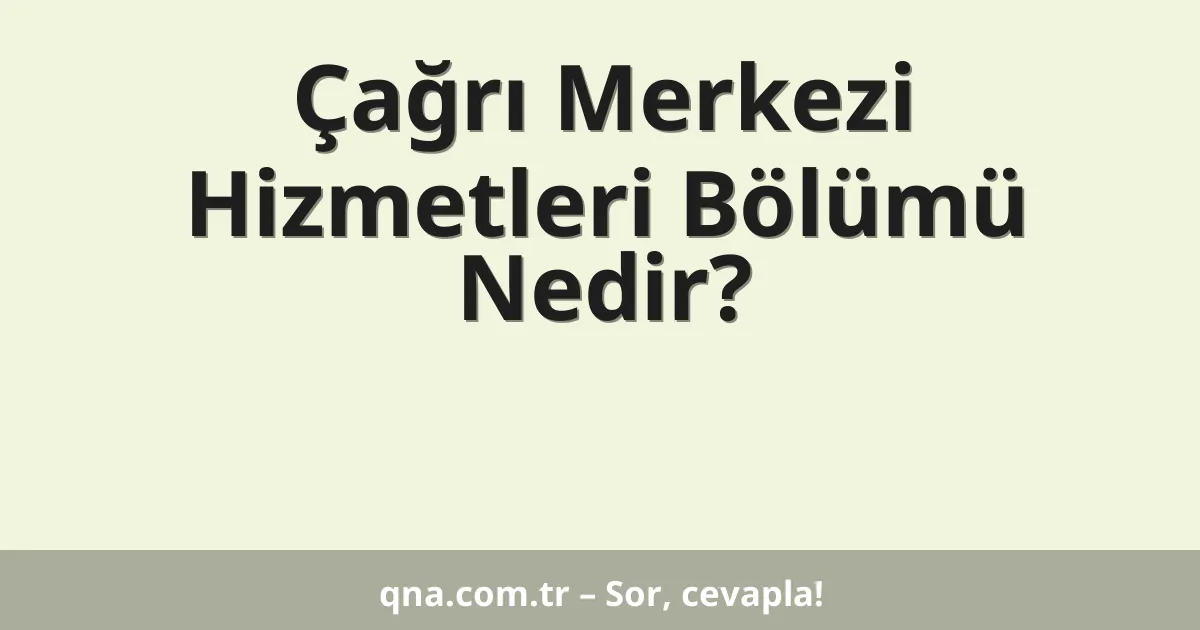 Çağrı Merkezi Hizmetleri Bölümü Nedir?