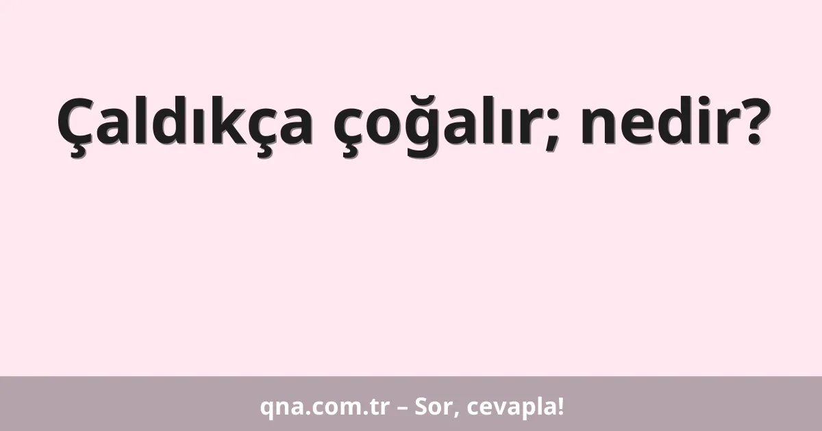 Çaldıkça çoğalır; nedir?