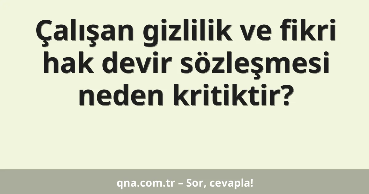 Çalışan gizlilik ve fikri hak devir sözleşmesi neden kritiktir?