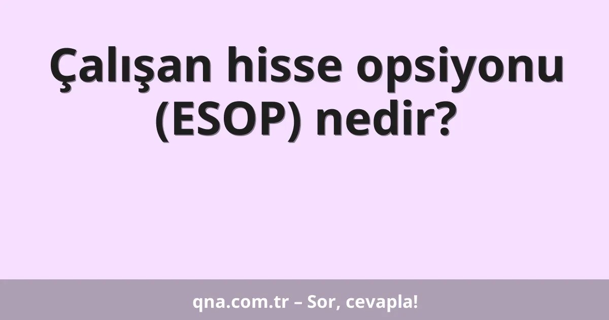 Çalışan hisse opsiyonu (ESOP) nedir?