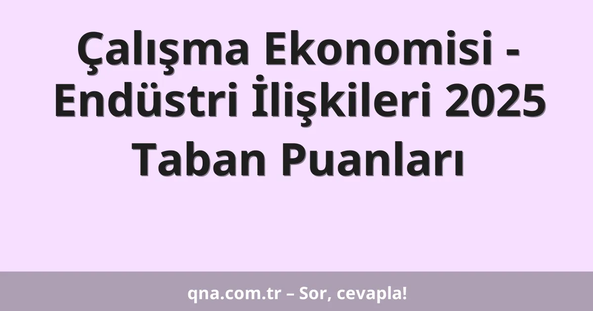 Çalışma Ekonomisi - Endüstri İlişkileri 2025 Taban Puanları