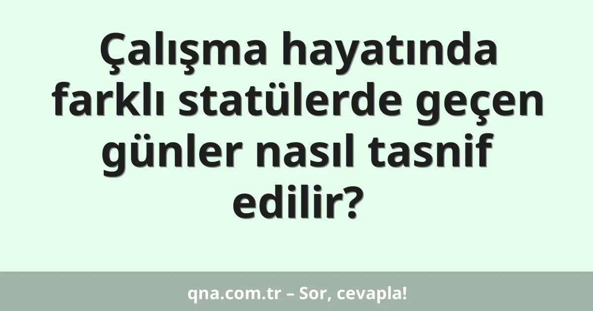 Çalışma hayatında farklı statülerde geçen günler nasıl tasnif edilir?