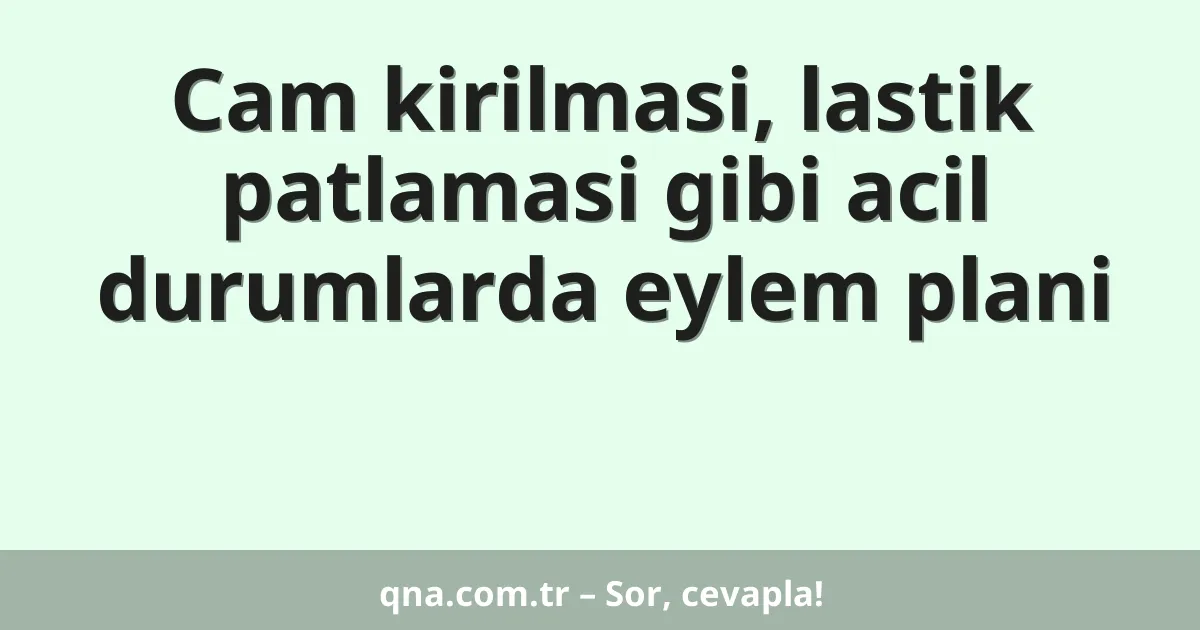 Cam kirilmasi, lastik patlamasi gibi acil durumlarda eylem plani