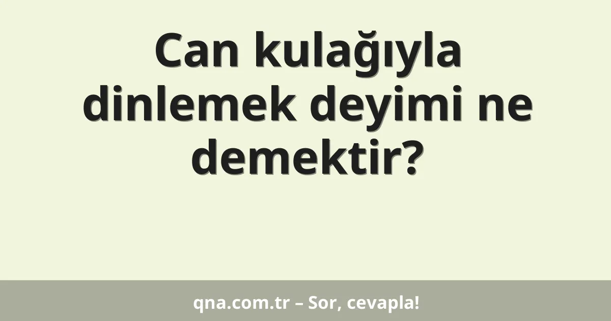 Can kulağıyla dinlemek deyimi ne demektir?