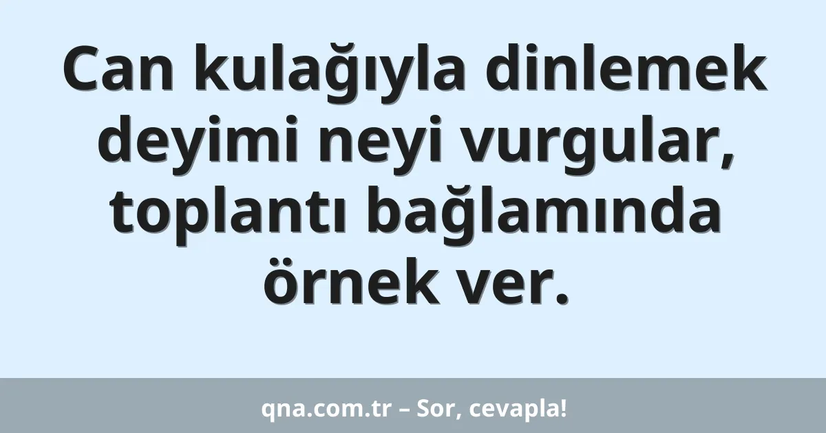 Can kulağıyla dinlemek deyimi neyi vurgular, toplantı bağlamında örnek ver.