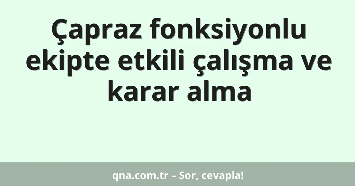 Çapraz fonksiyonlu ekipte etkili çalışma ve karar alma