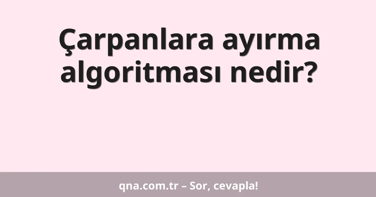 Çarpanlara ayırma algoritması nedir?
