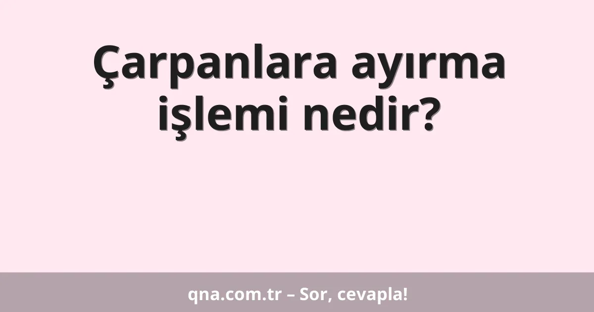 Çarpanlara ayırma işlemi nedir?