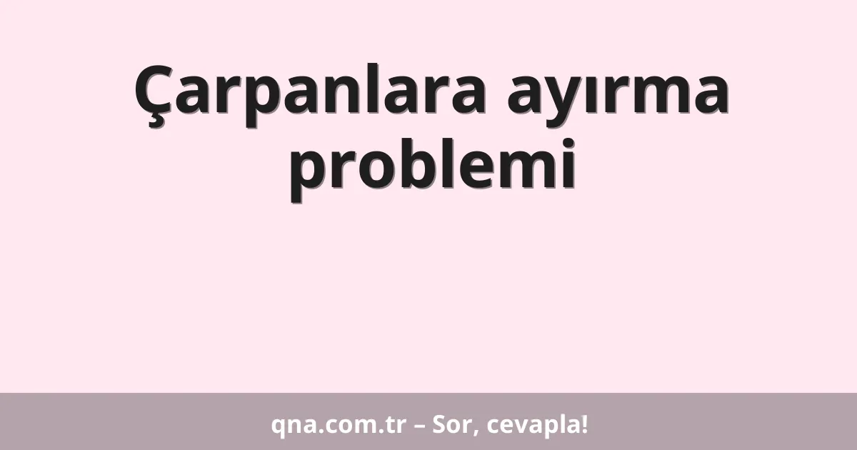 Çarpanlara ayırma problemi