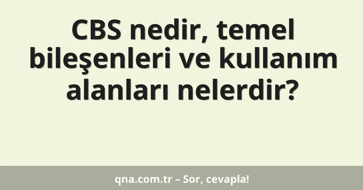CBS nedir, temel bileşenleri ve kullanım alanları nelerdir?