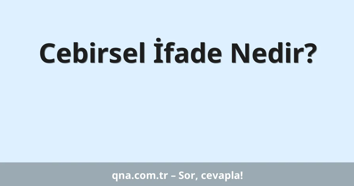 Cebirsel İfade Nedir?