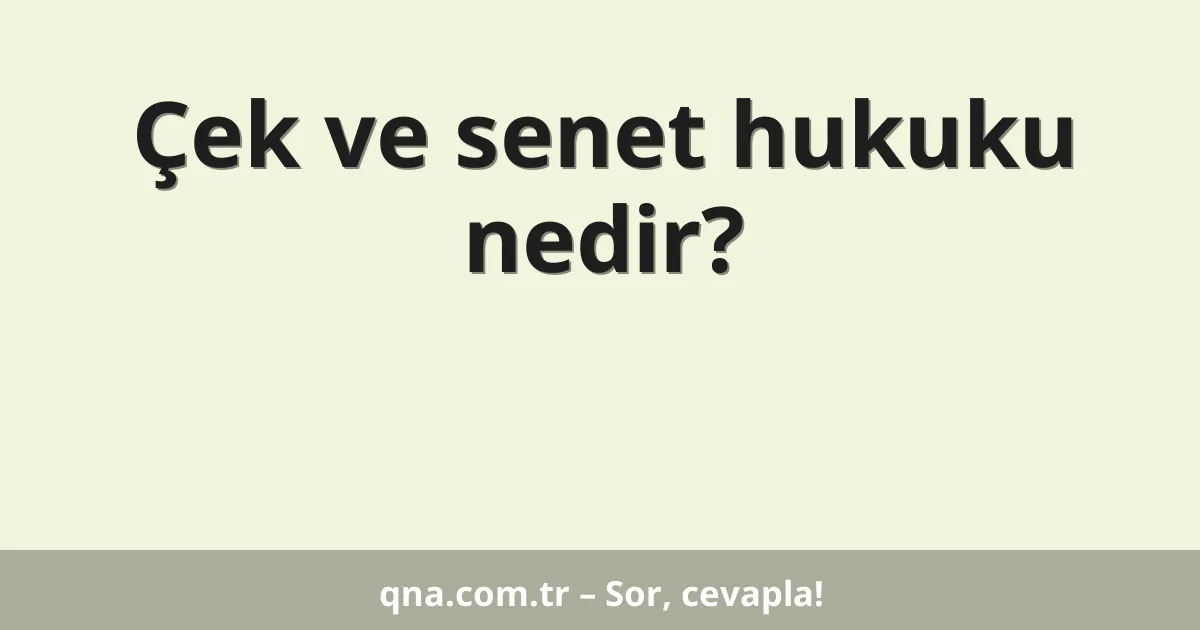 Çek ve senet hukuku nedir?