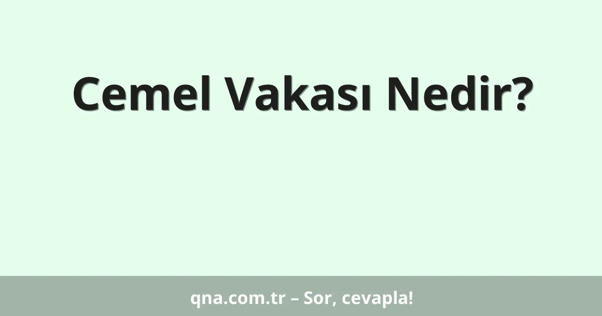 Cemel Vakası Nedir?