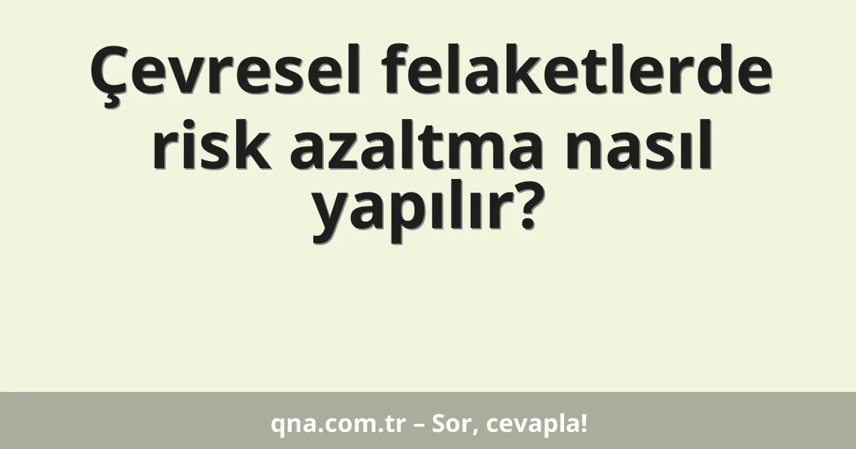 Çevresel felaketlerde risk azaltma nasıl yapılır?