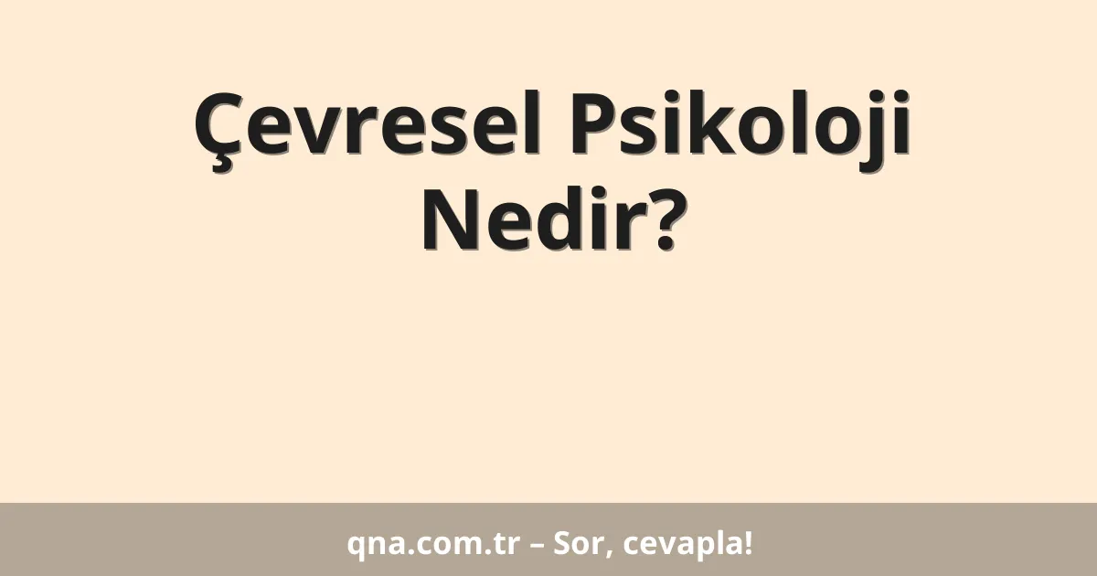Çevresel Psikoloji Nedir?