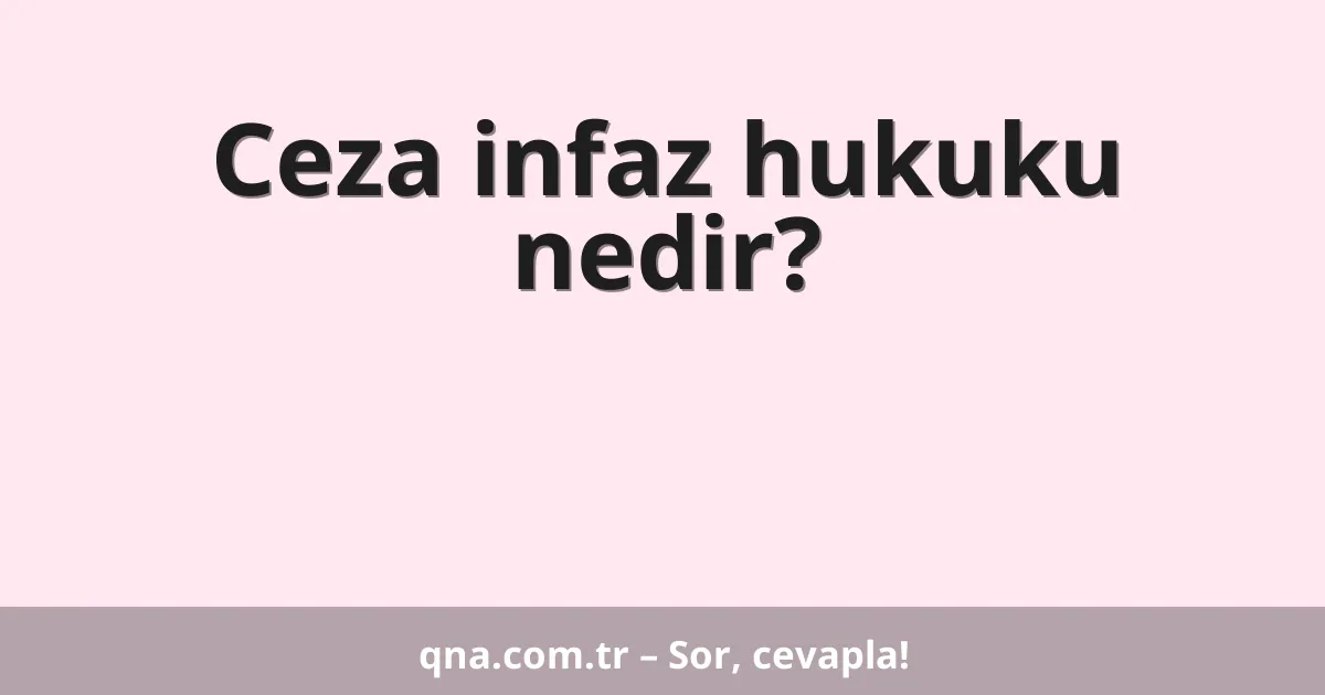 Ceza infaz hukuku nedir?