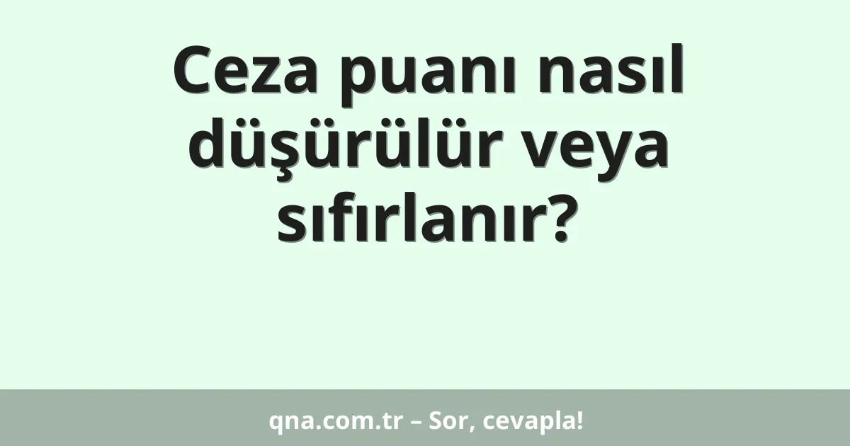 Ceza puanı nasıl düşürülür veya sıfırlanır?