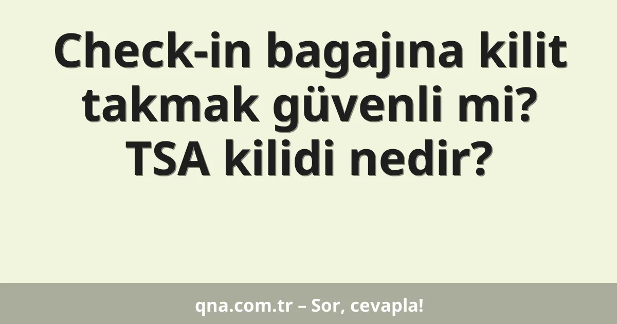 Check-in bagajına kilit takmak güvenli mi? TSA kilidi nedir?