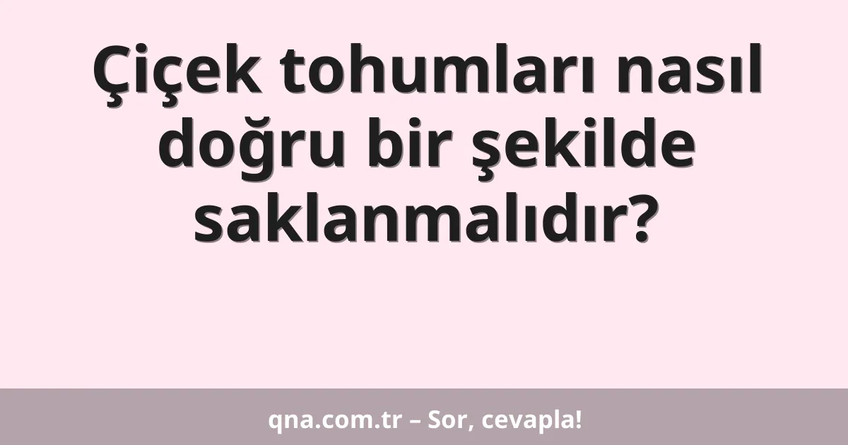 Çiçek tohumları nasıl doğru bir şekilde saklanmalıdır?