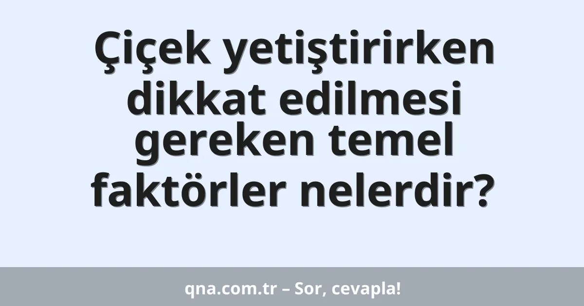 Çiçek yetiştirirken dikkat edilmesi gereken temel faktörler nelerdir?