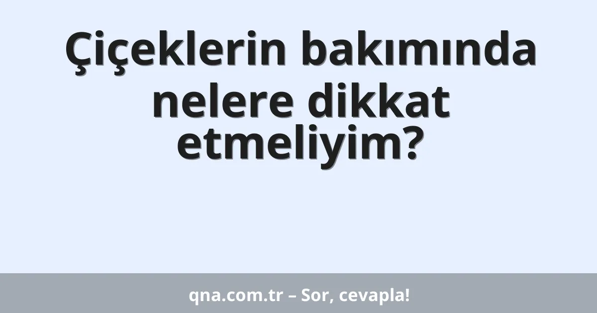 Çiçeklerin bakımında nelere dikkat etmeliyim?