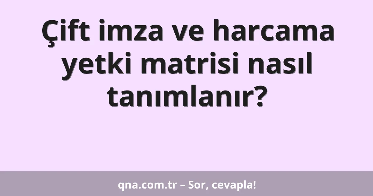 Çift imza ve harcama yetki matrisi nasıl tanımlanır?