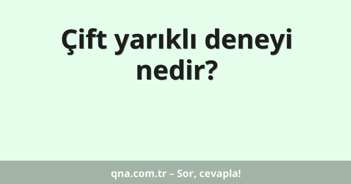 Çift yarıklı deneyi nedir?