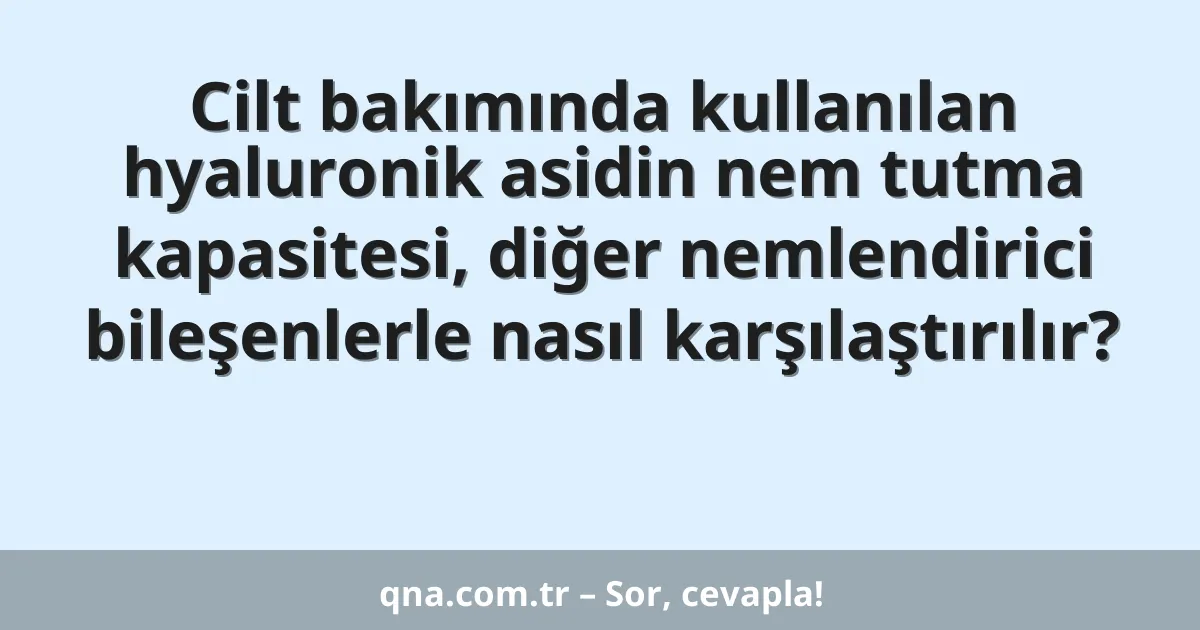 Cilt bakımında kullanılan hyaluronik asidin nem tutma kapasitesi, diğer nemlendirici bileşenlerle nasıl karşılaştırılır?