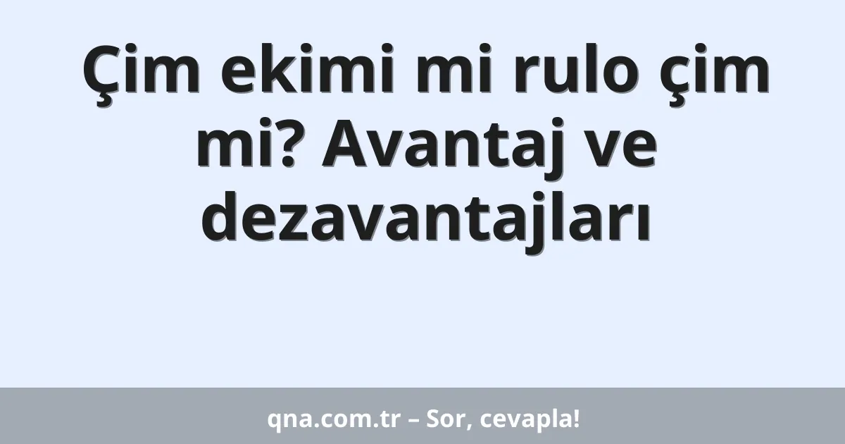 Çim ekimi mi rulo çim mi? Avantaj ve dezavantajları