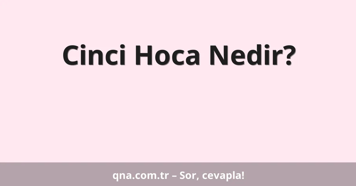 Cinci Hoca Nedir?