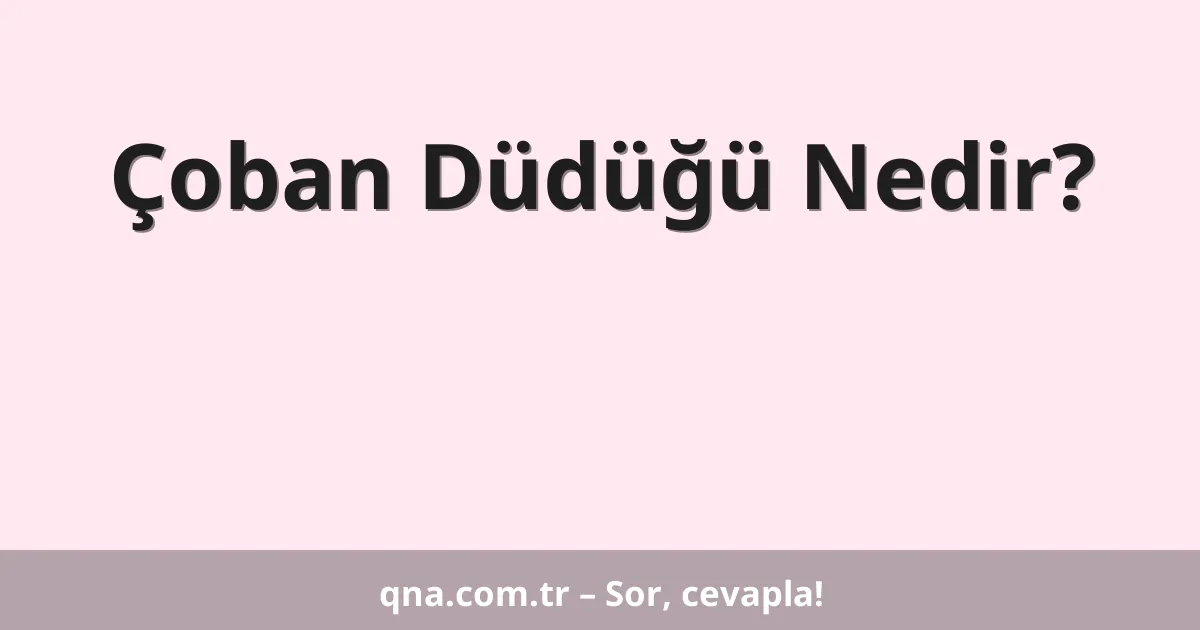 Çoban Düdüğü Nedir?