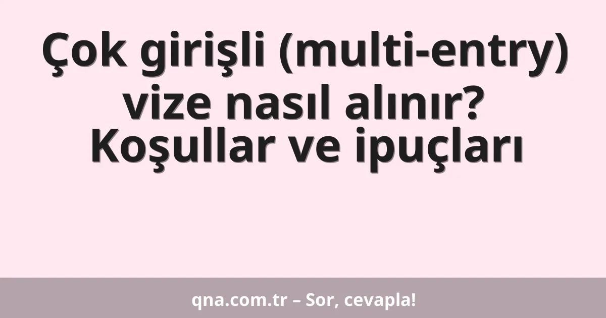Çok girişli (multi-entry) vize nasıl alınır? Koşullar ve ipuçları